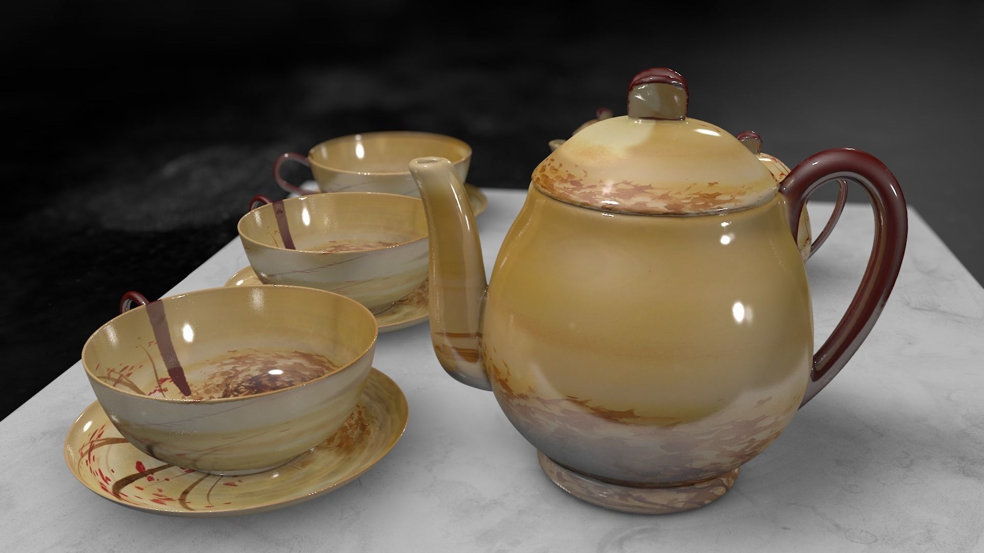 Vintage china coffee set - kit 3D model_16