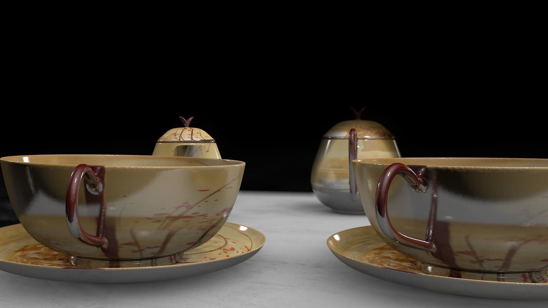 Vintage china coffee set - kit 3D model_11