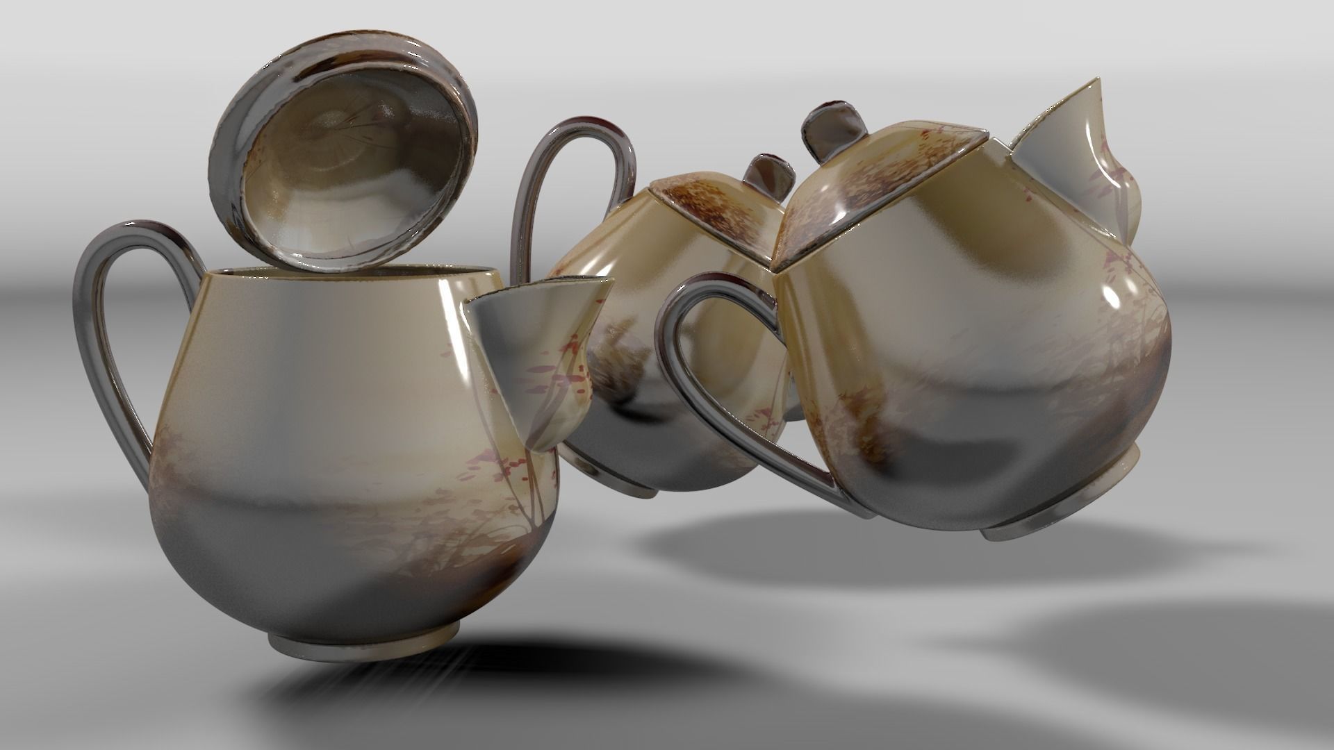 Vintage china coffee set - kit 3D model_43
