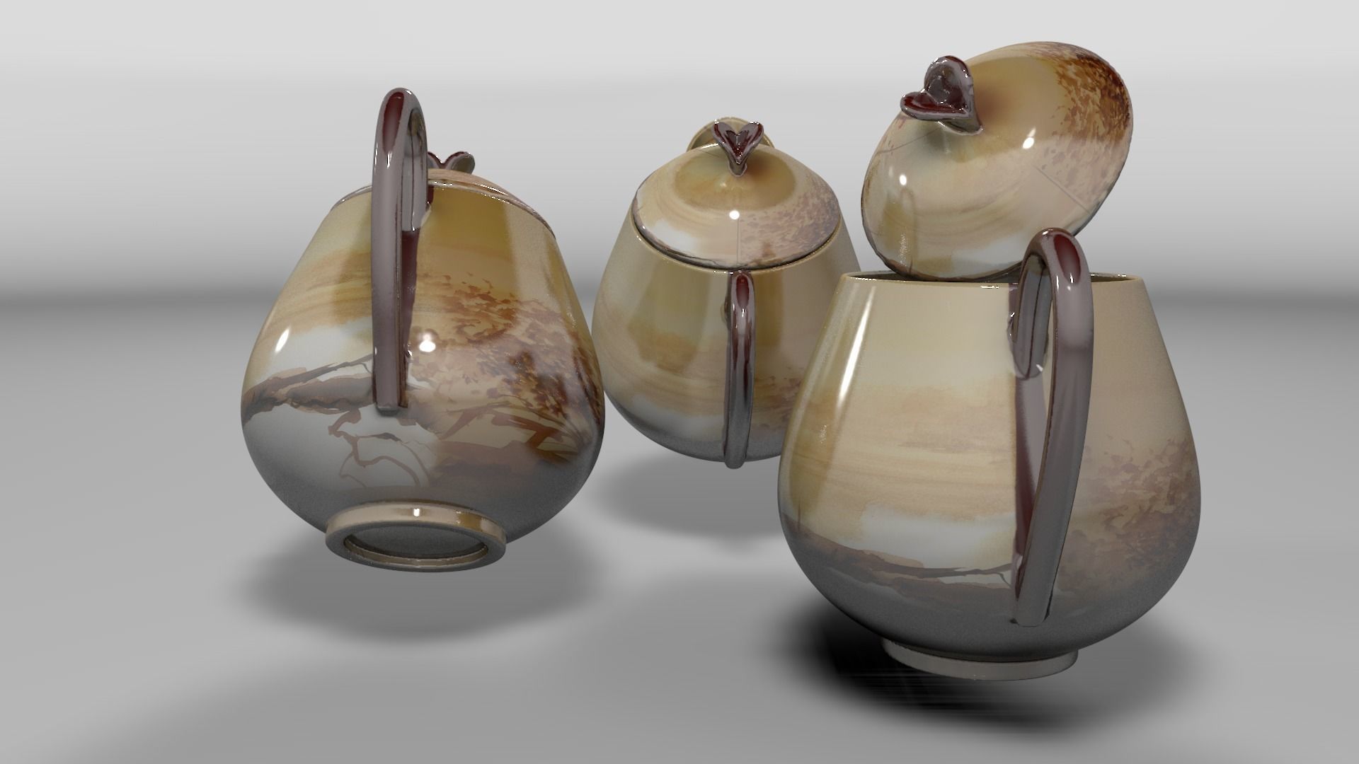 Vintage china coffee set - kit 3D model_42