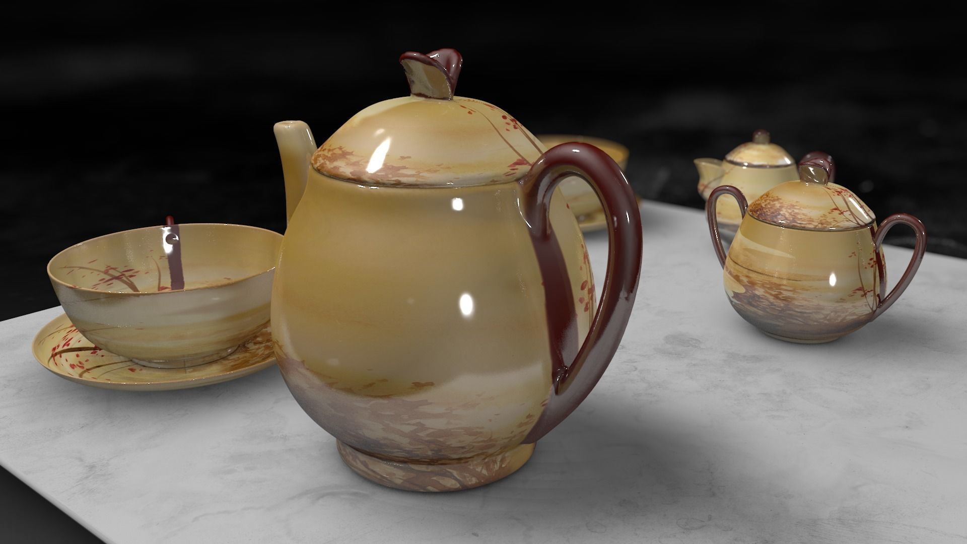 Vintage china coffee set - kit 3D model_4