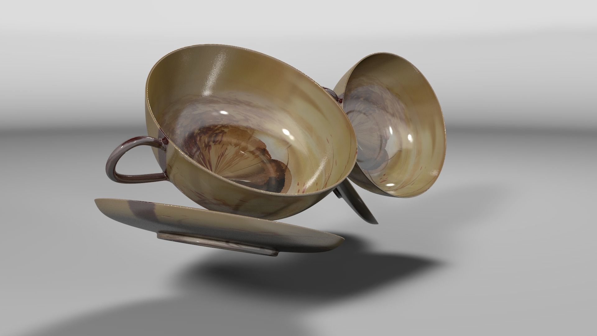 Vintage china coffee set - kit 3D model_36