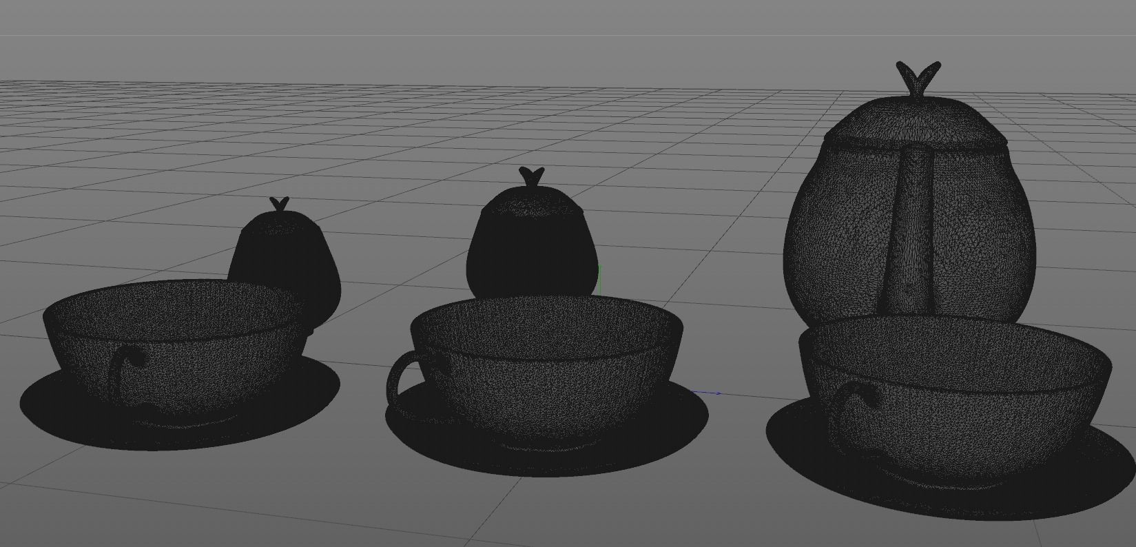 Vintage china coffee set - kit 3D model_13