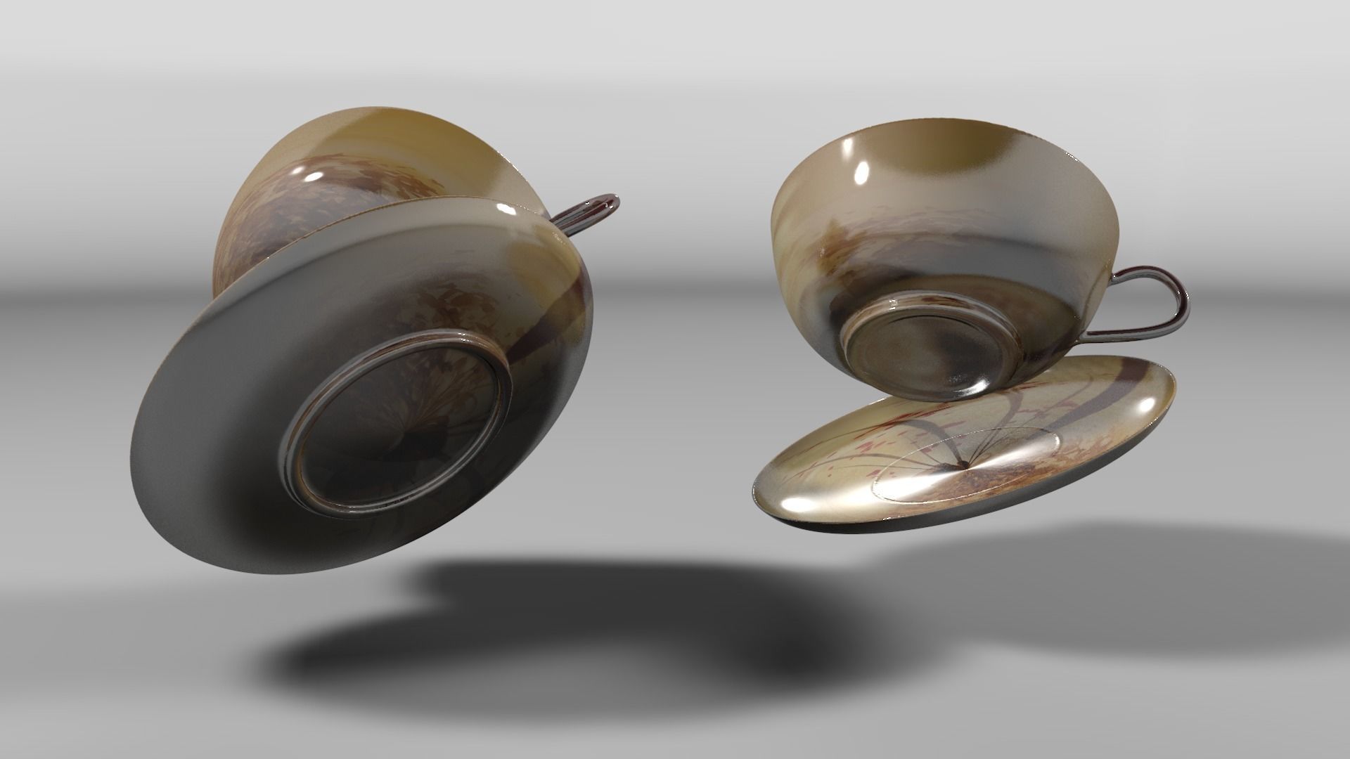 Vintage china coffee set - kit 3D model_34