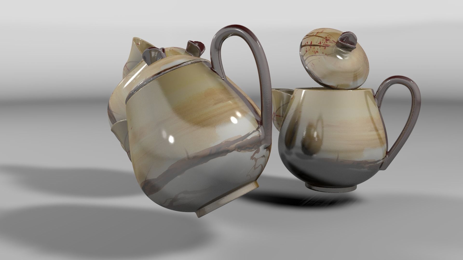 Vintage china coffee set - kit 3D model_39