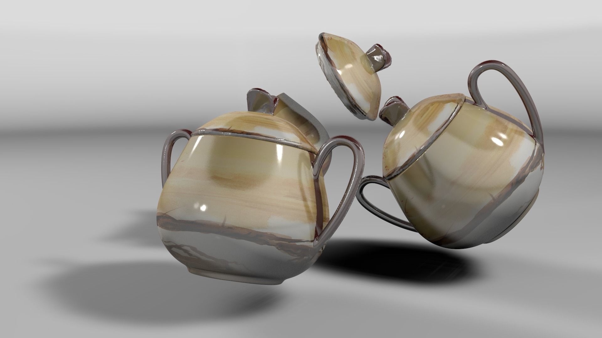 Vintage china coffee set - kit 3D model_44