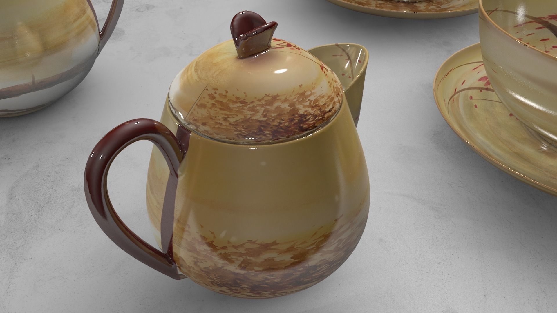Vintage china coffee set - kit 3D model_8