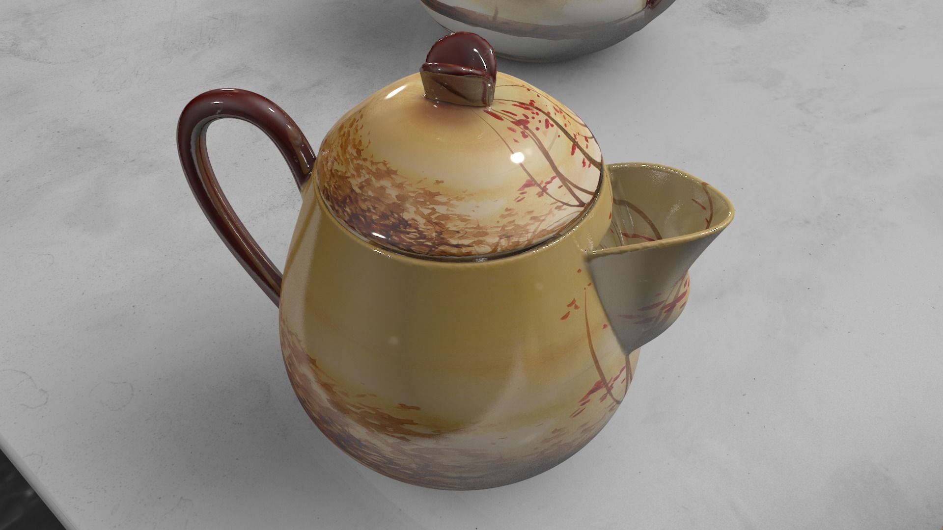 Vintage china coffee set - kit 3D model_22