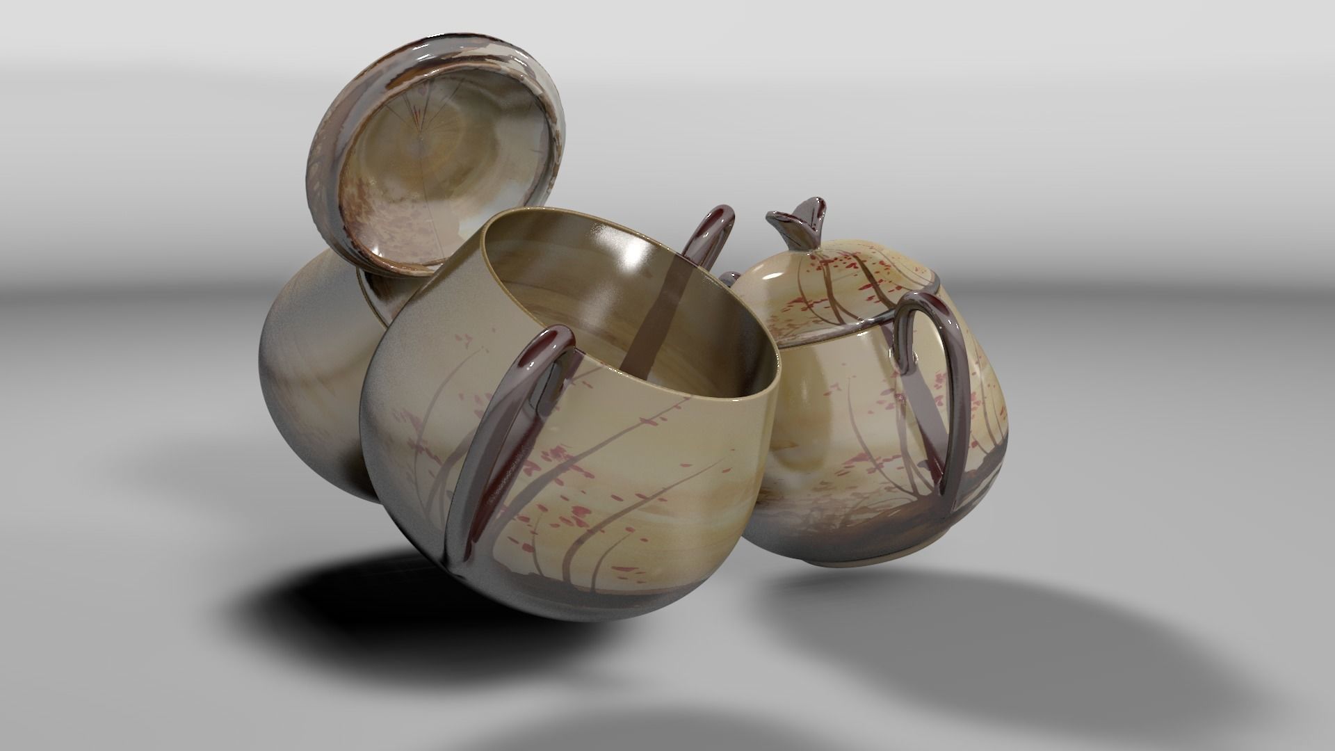 Vintage china coffee set - kit 3D model_45