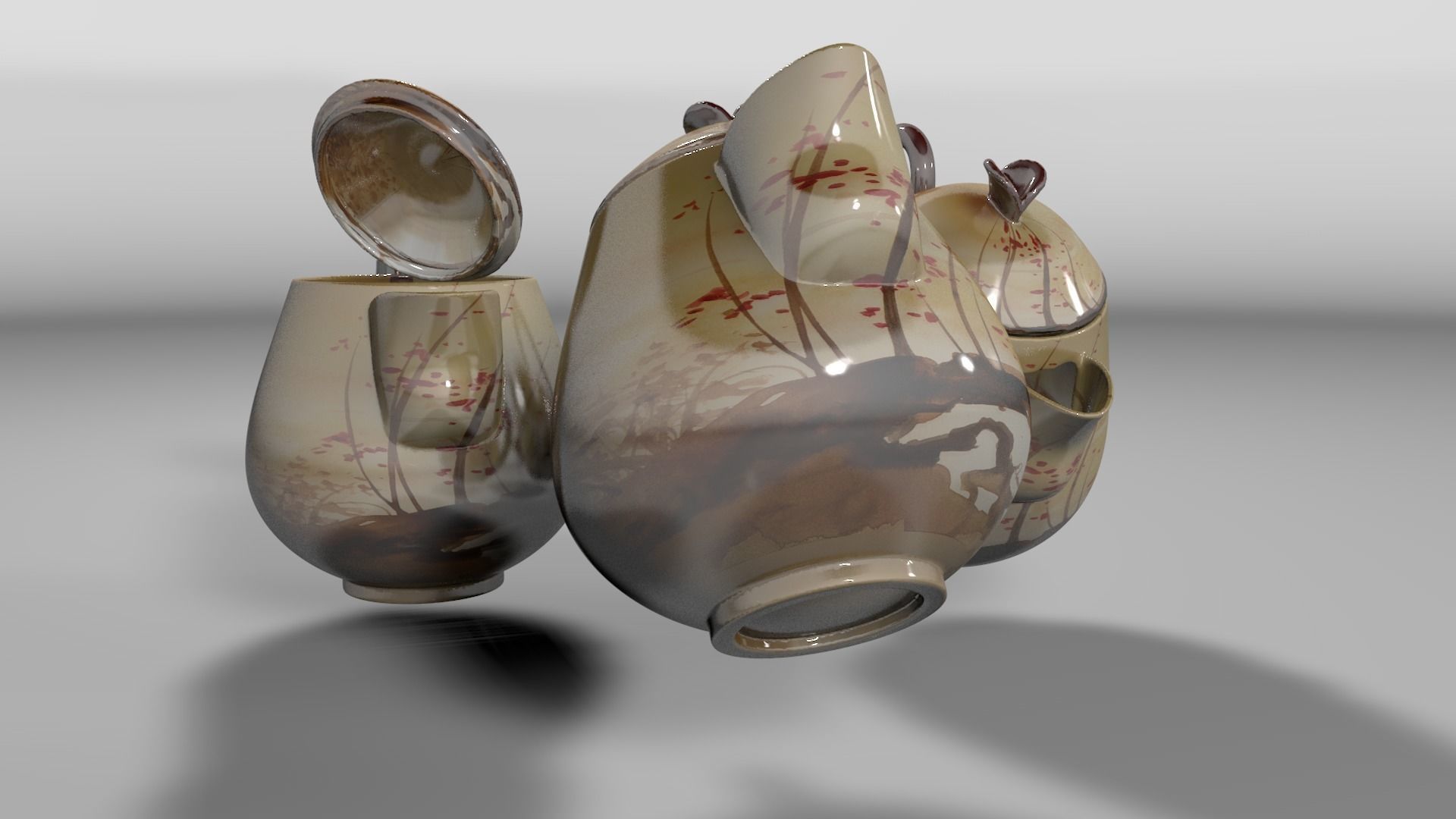 Vintage china coffee set - kit 3D model_41