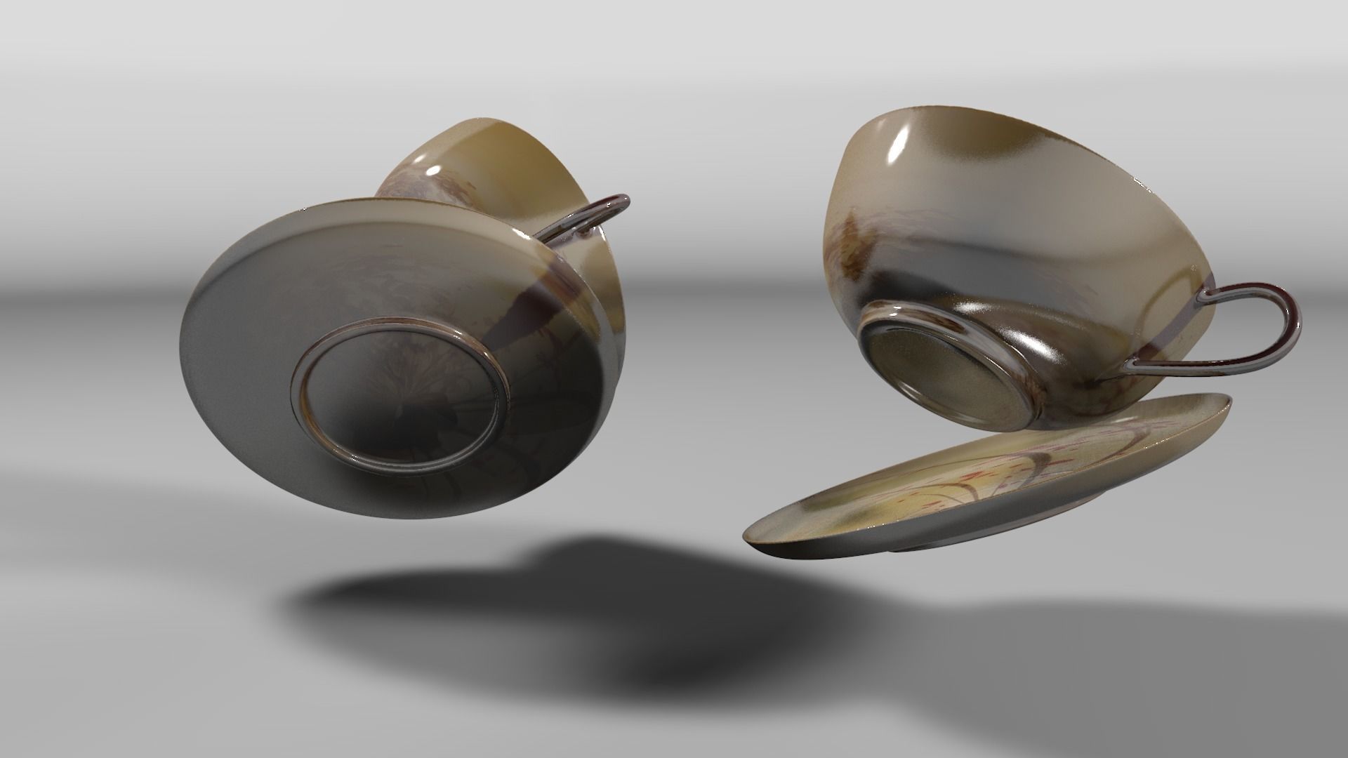 Vintage china coffee set - kit 3D model_35