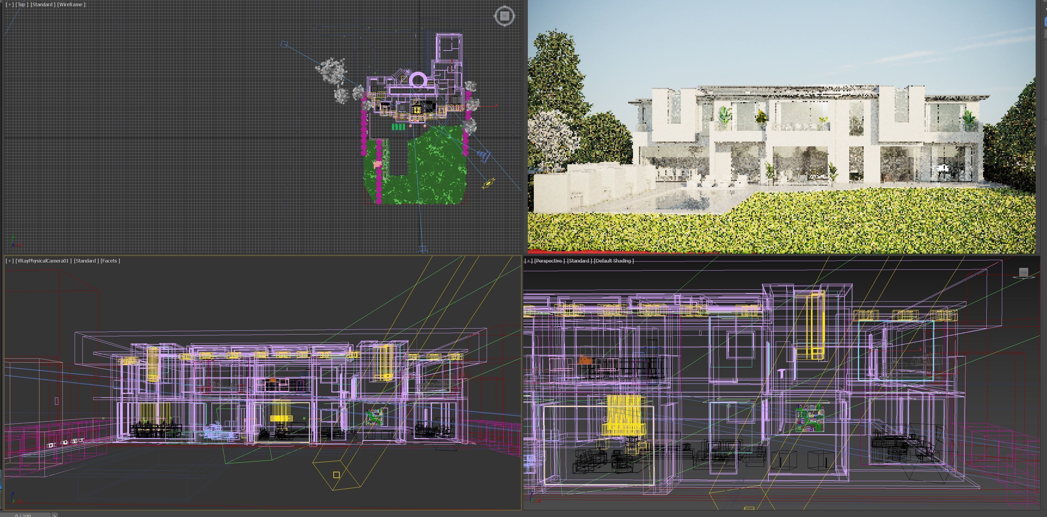 House with pool 3 in 1 day cloudy and night 3D model_4