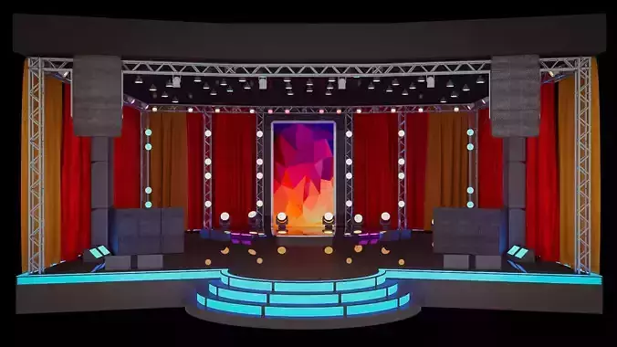 STAGE with curtains and lights