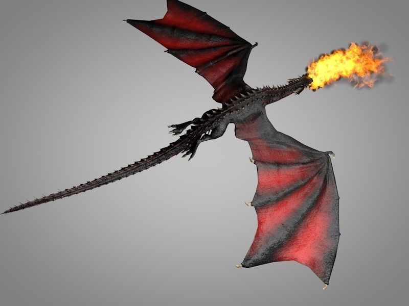 Dragon fire Low-poly 3D model_1