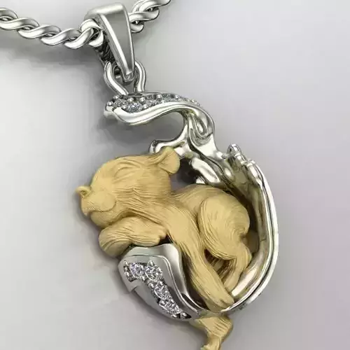 pendant little tiger cub sleeping 3D print model