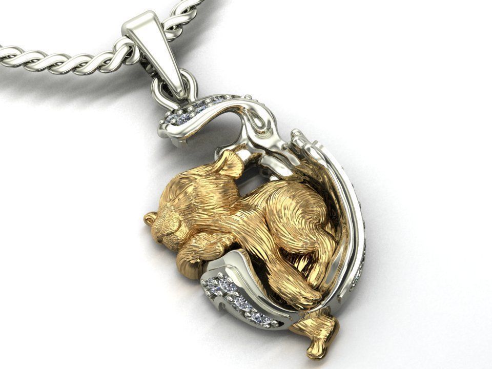 pendant little tiger cub sleeping 3D print model_6