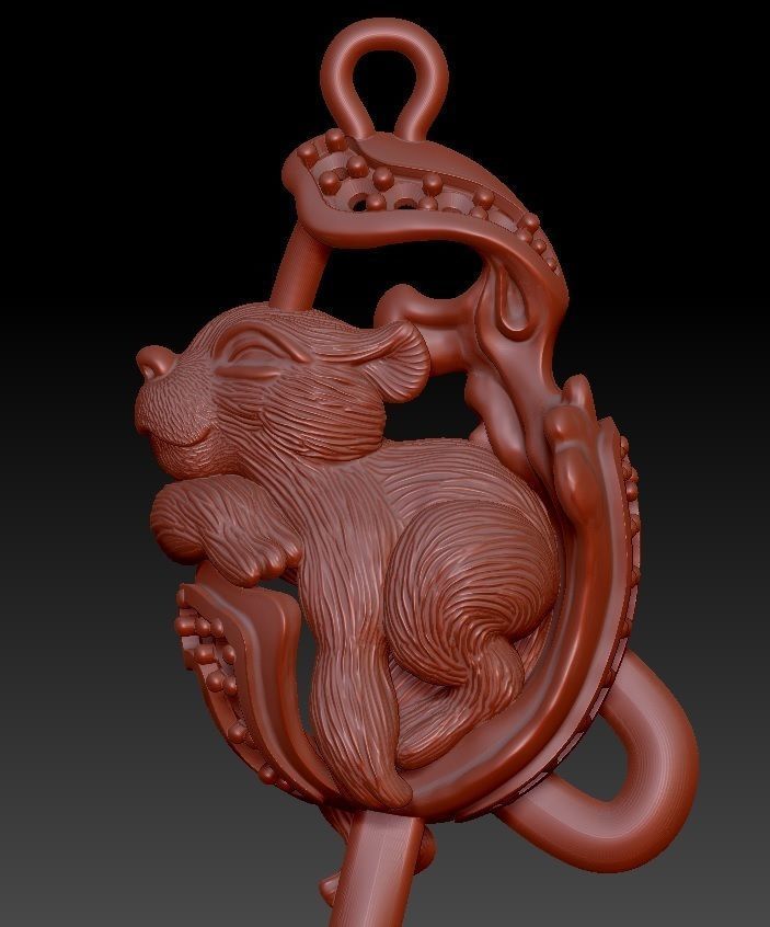 pendant little tiger cub sleeping 3D print model_7