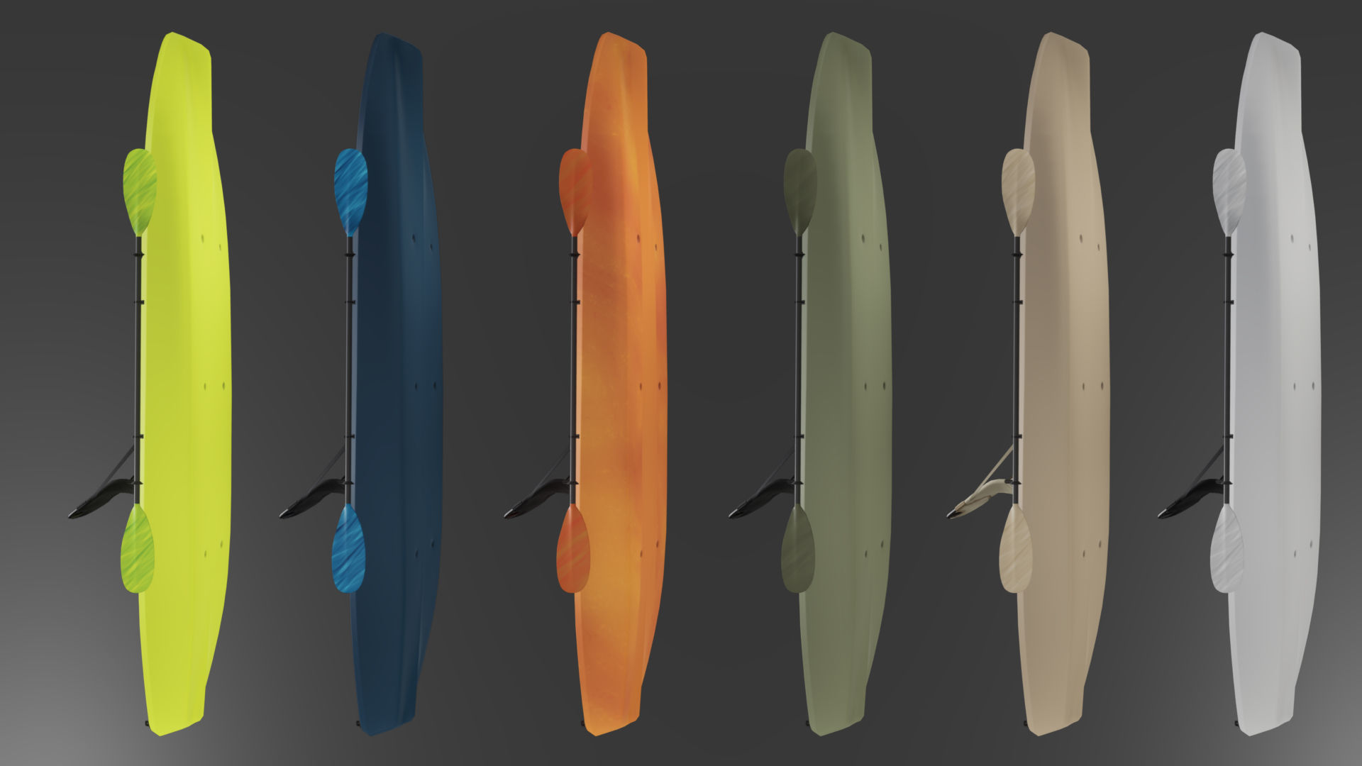 Sit-On-Top Kayak Low-poly 3D model_29