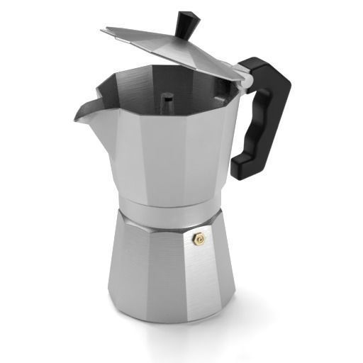 Realistic Moka stainless steel coffee maker 3D model_2