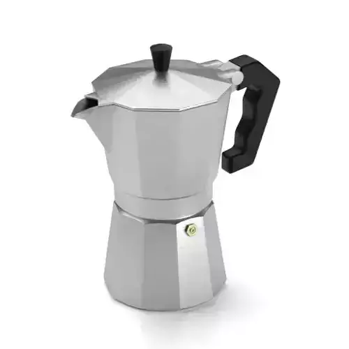 Realistic Moka stainless steel coffee maker 3D model