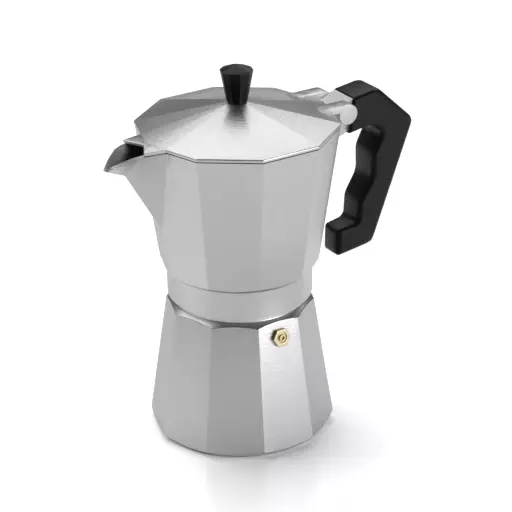 Realistic Moka stainless steel coffee maker 3D model_0