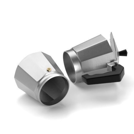 Realistic Moka stainless steel coffee maker 3D model_1