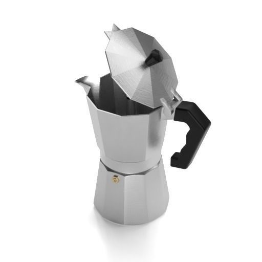 Realistic Moka stainless steel coffee maker 3D model_4