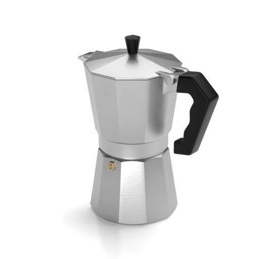 Realistic Moka stainless steel coffee maker 3D model_3