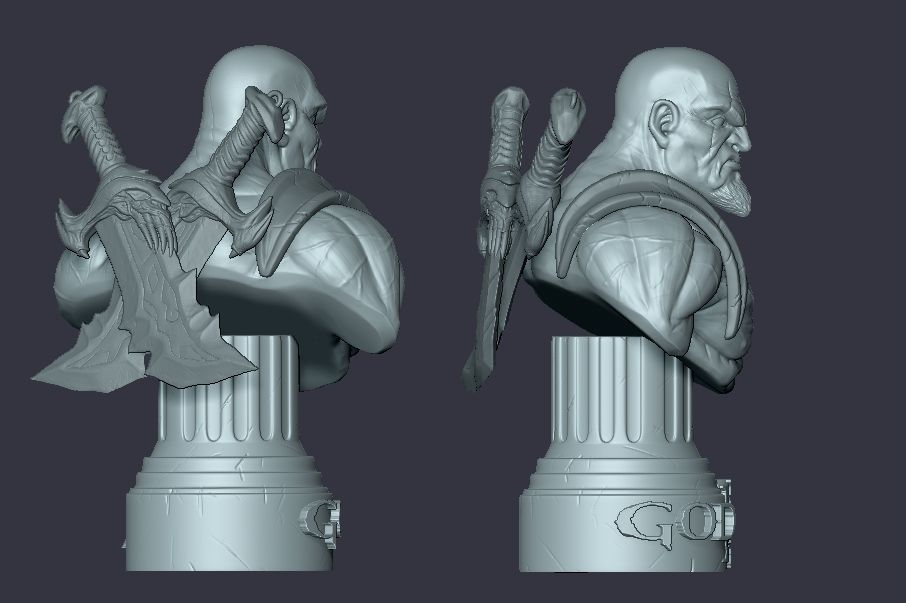 Kratos God of War Bust Free 3D print model_1