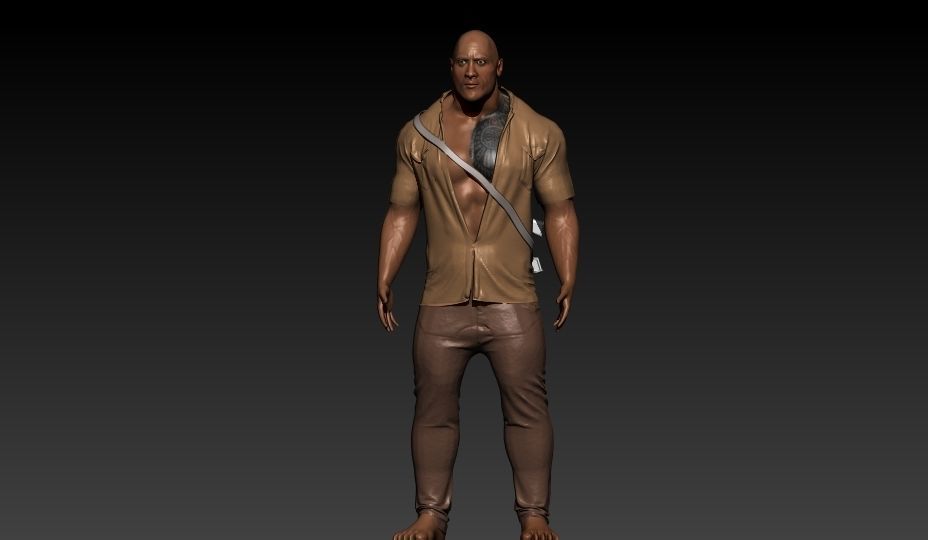 Dwayne Johnson  Game Character Low-poly 3D model_7