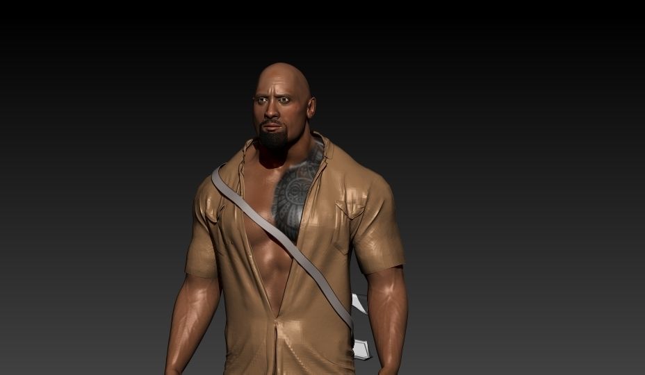 Dwayne Johnson  Game Character Low-poly 3D model_8