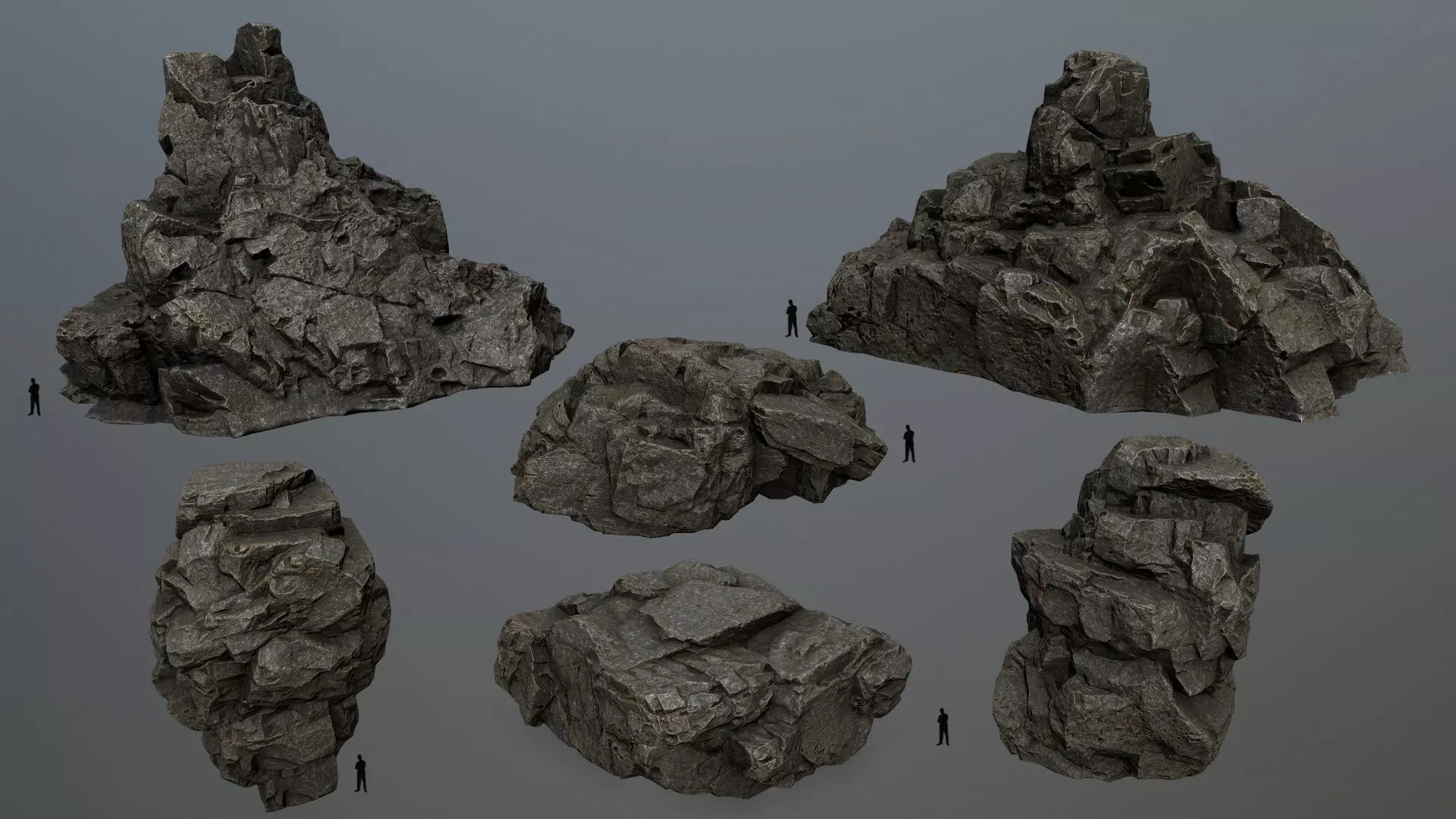 cliff rocks Low-poly 3D model_0
