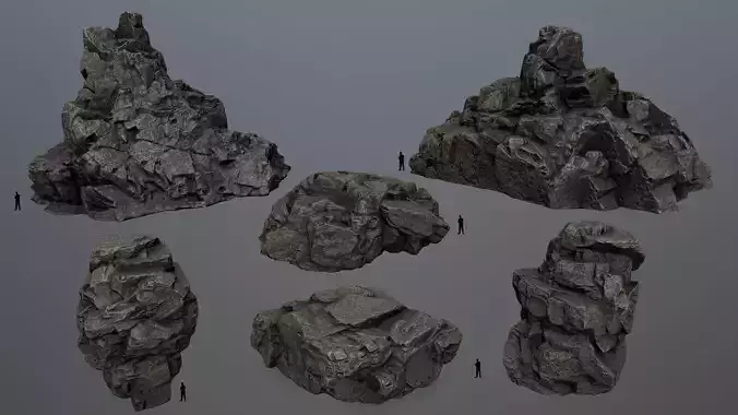 cliff rocks Low-poly 3D model