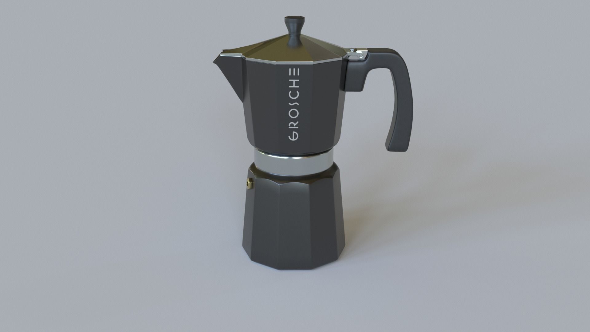 Moka Pot GROSCHE Milano Stovetop Espresso Maker Black 3D model_7