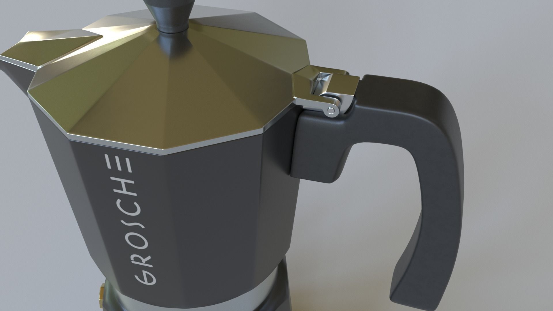 Moka Pot GROSCHE Milano Stovetop Espresso Maker Black 3D model_3