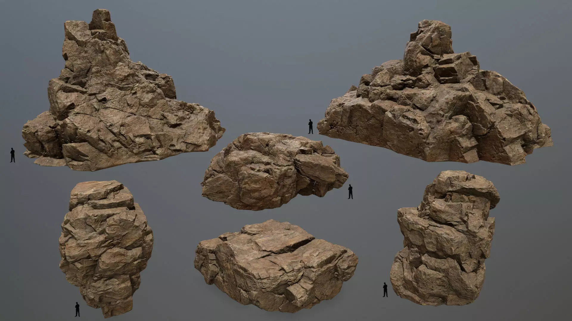 desert rocks Low-poly 3D model_0