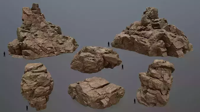 desert rocks Low-poly 3D model