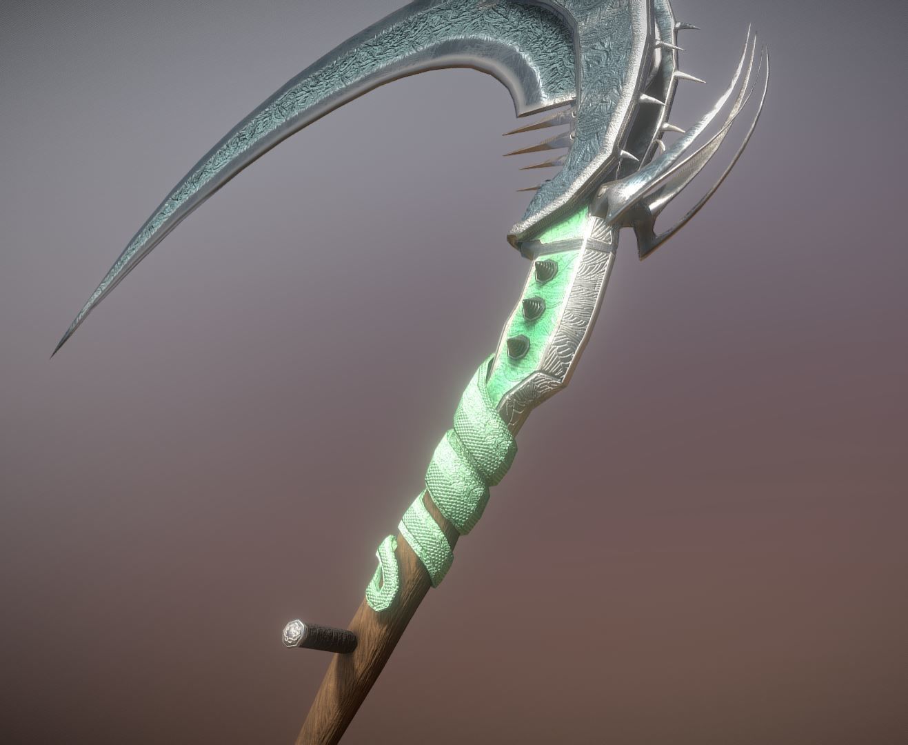 Superfuntimes Fantasy Jade Python Scythe Low-poly 3D model_4