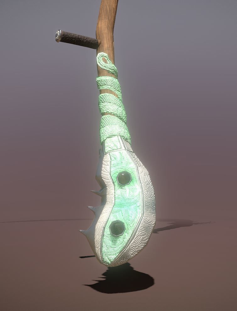 Superfuntimes Fantasy Jade Python Scythe Low-poly 3D model_5