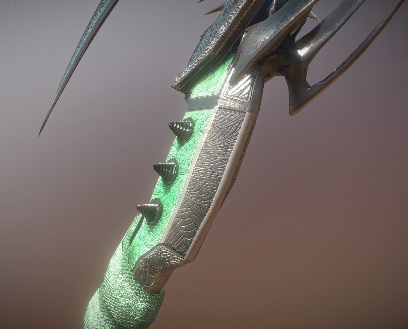 Superfuntimes Fantasy Jade Python Scythe Low-poly 3D model_7