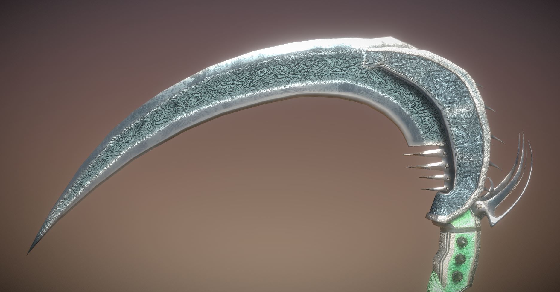 Superfuntimes Fantasy Jade Python Scythe Low-poly 3D model_6