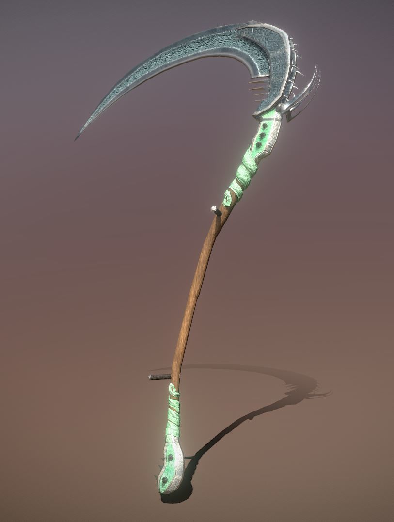 Superfuntimes Fantasy Jade Python Scythe Low-poly 3D model_2