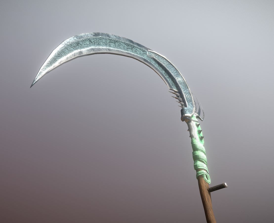 Superfuntimes Fantasy Jade Python Scythe Low-poly 3D model_3