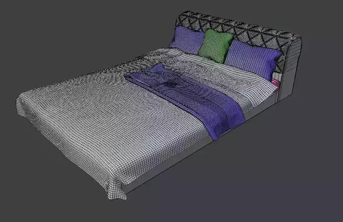 Fabric bed with buttons