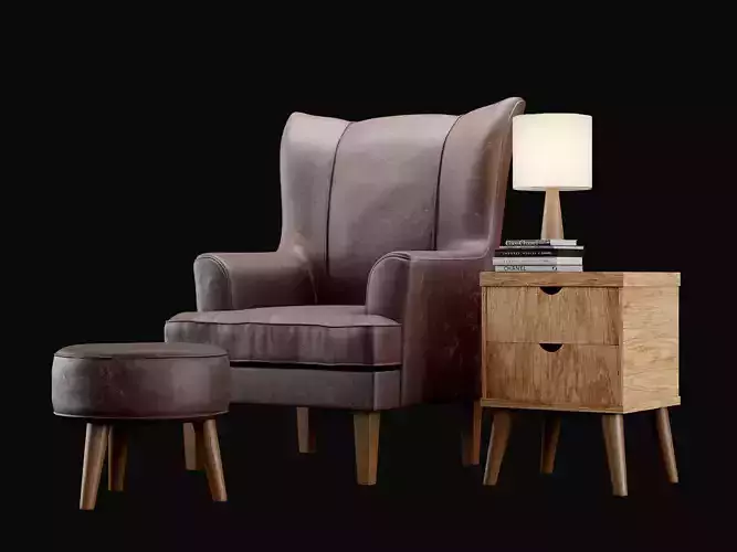 Leather Chair - with Footstool