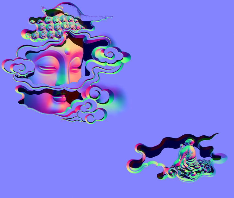 Buddha Head CNC carving statue  3D print model_5