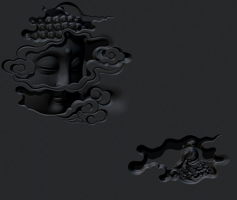 Buddha Head CNC carving statue  3D print model_6