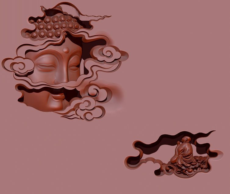 Buddha Head CNC carving statue  3D print model_7