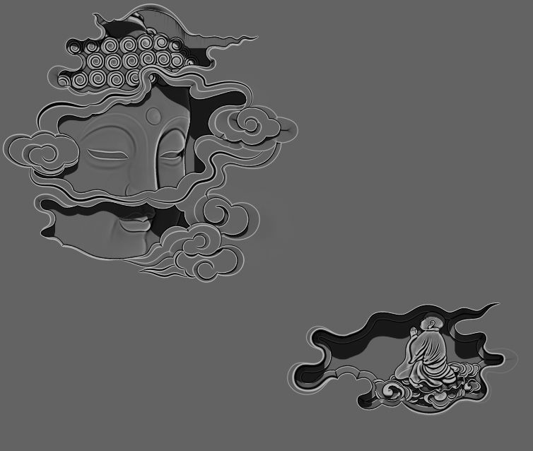 Buddha Head CNC carving statue  3D print model_3