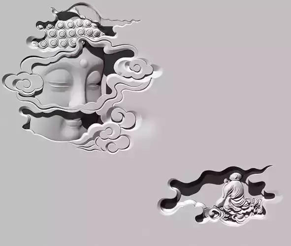 Buddha Head CNC carving statue  3D print model